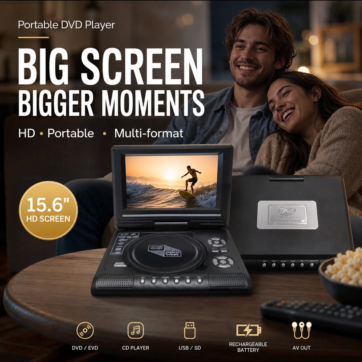 ViewMax – 7.8" HD Portable Rechargeable DVD Player