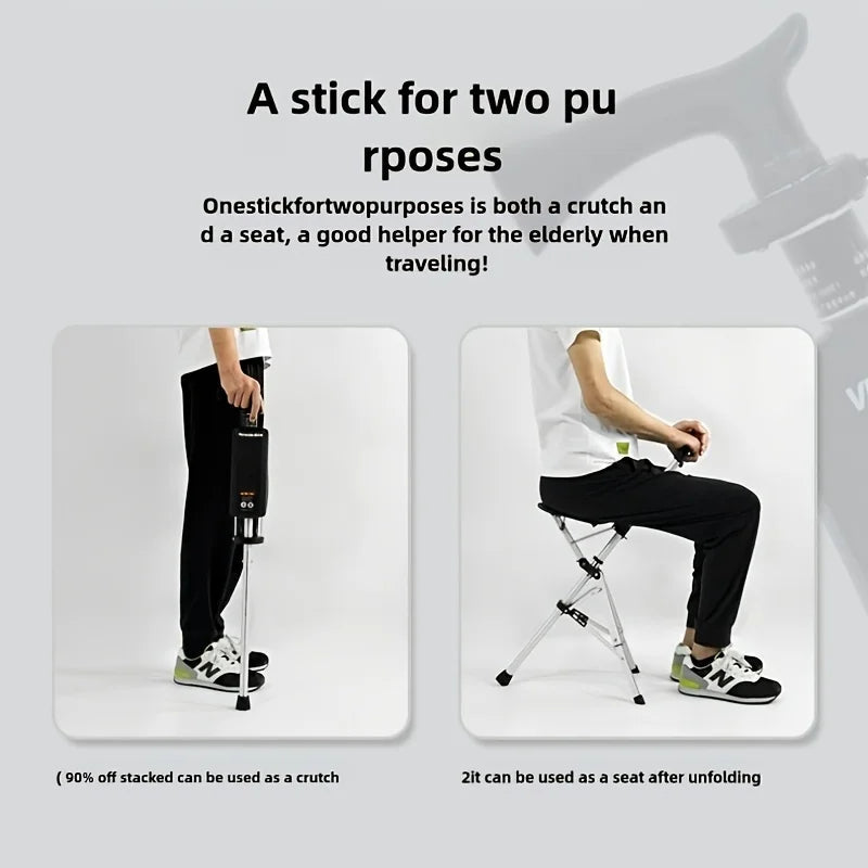 💥Clearance price $29.98🚶‍♂️Folding stool with crutches💥BEST GIFT FOR ELDERLY PEOPLE