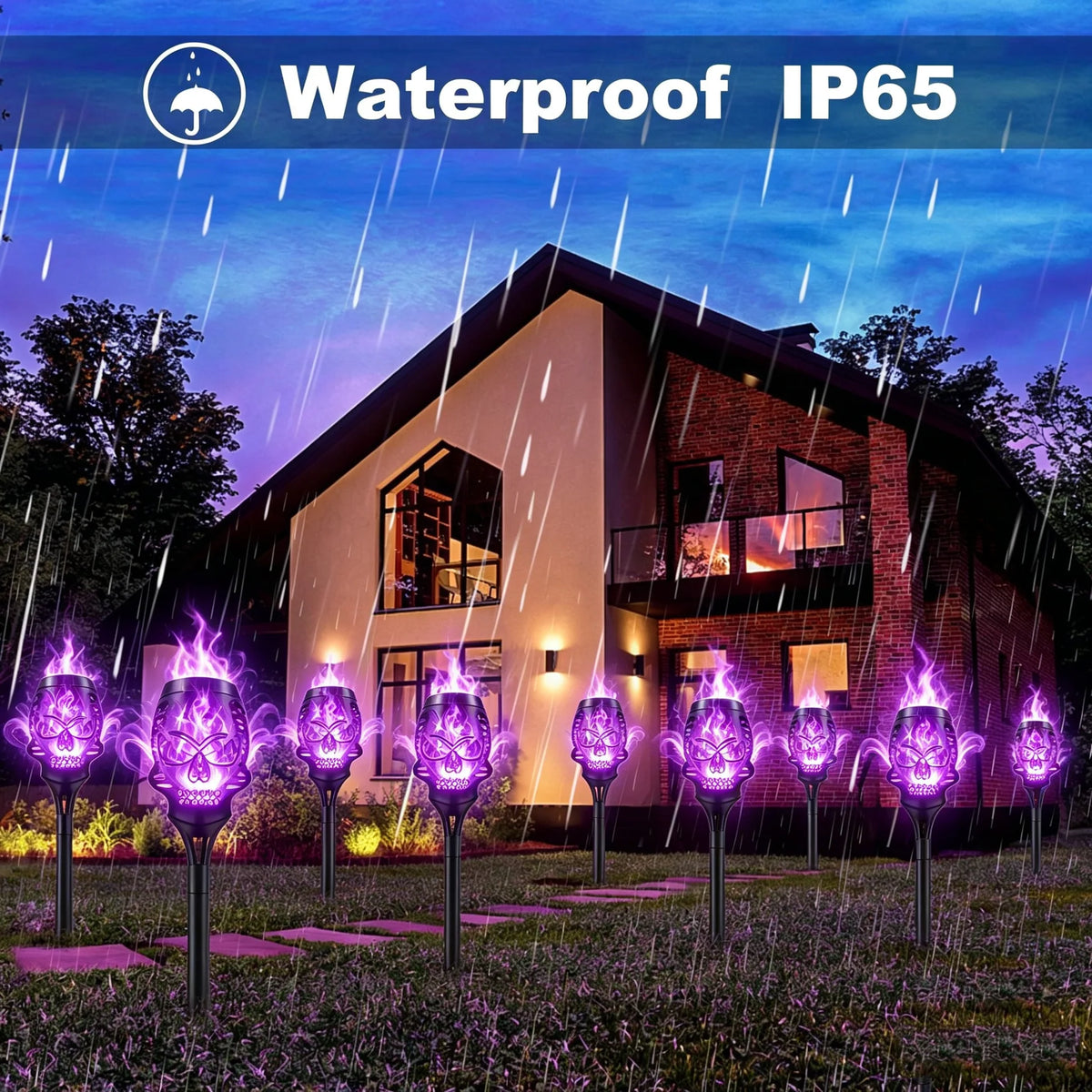 SkullEmber – Solar-Powered Purple Flame Lights