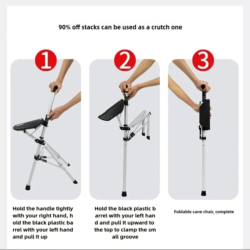 💥Clearance price $29.98🚶‍♂️Folding stool with crutches💥BEST GIFT FOR ELDERLY PEOPLE