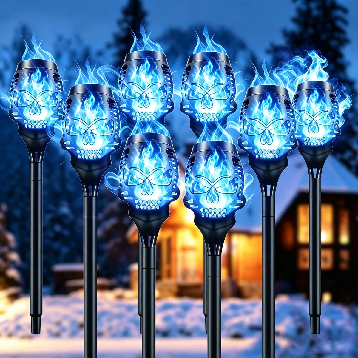SkullEmber – Solar-Powered Purple Flame Lights