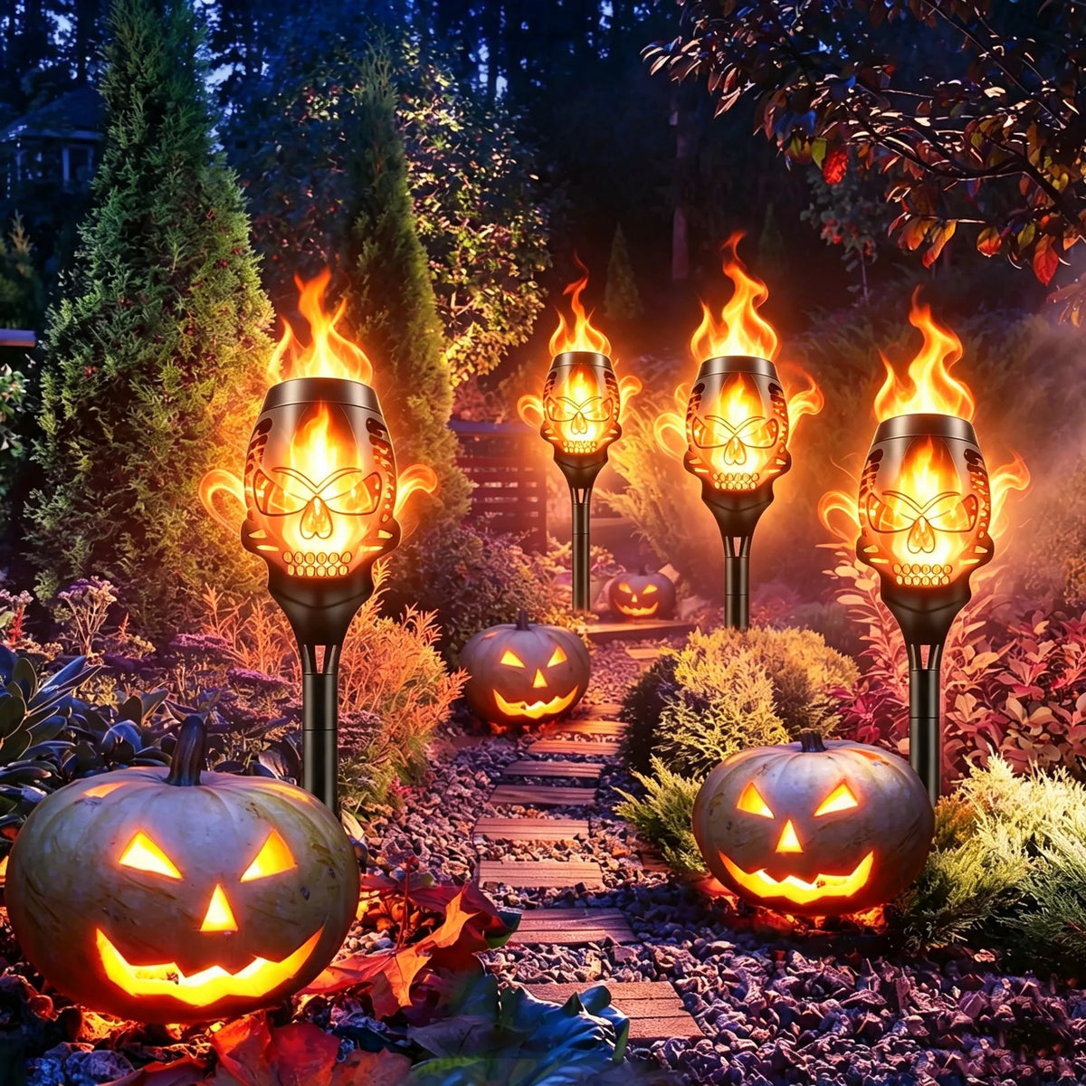 SkullEmber – Solar-Powered Purple Flame Lights