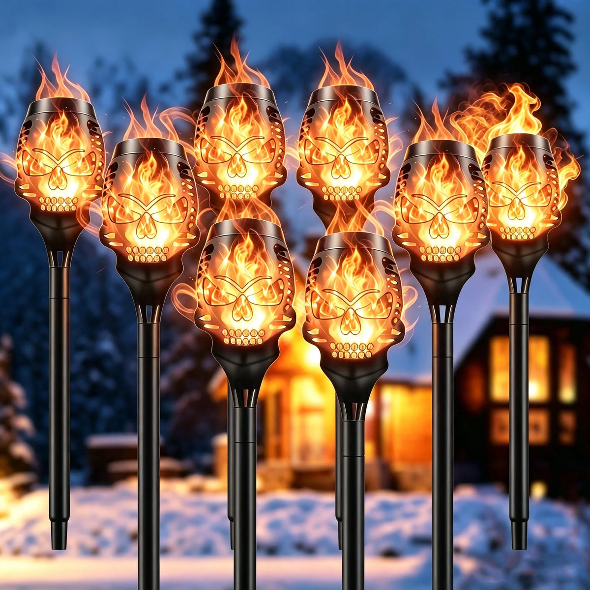 SkullEmber – Solar-Powered Purple Flame Lights