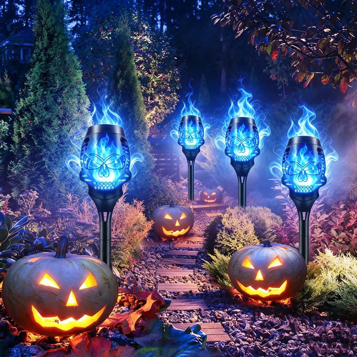 SkullEmber – Solar-Powered Purple Flame Lights