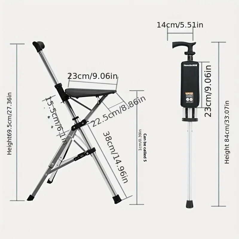 💥Clearance price $29.98🚶‍♂️Folding stool with crutches💥BEST GIFT FOR ELDERLY PEOPLE