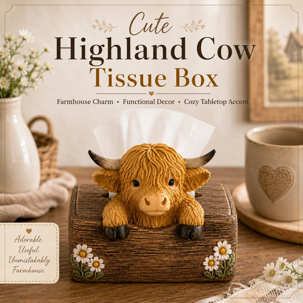 FarmCharm – Cute Highland Cow Décor