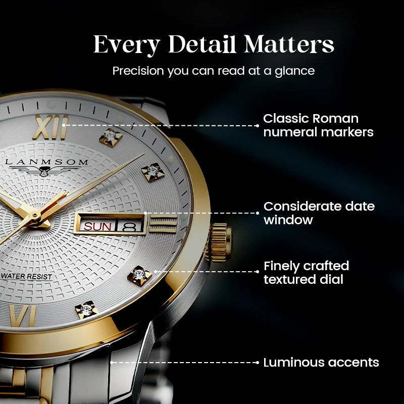 PrestigeHour – Men's Classic Waterproof Wristwatch