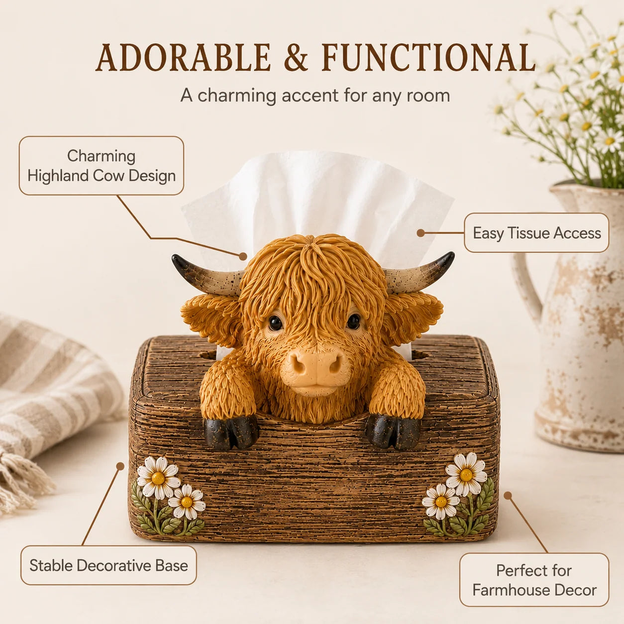 FarmCharm – Cute Highland Cow Décor