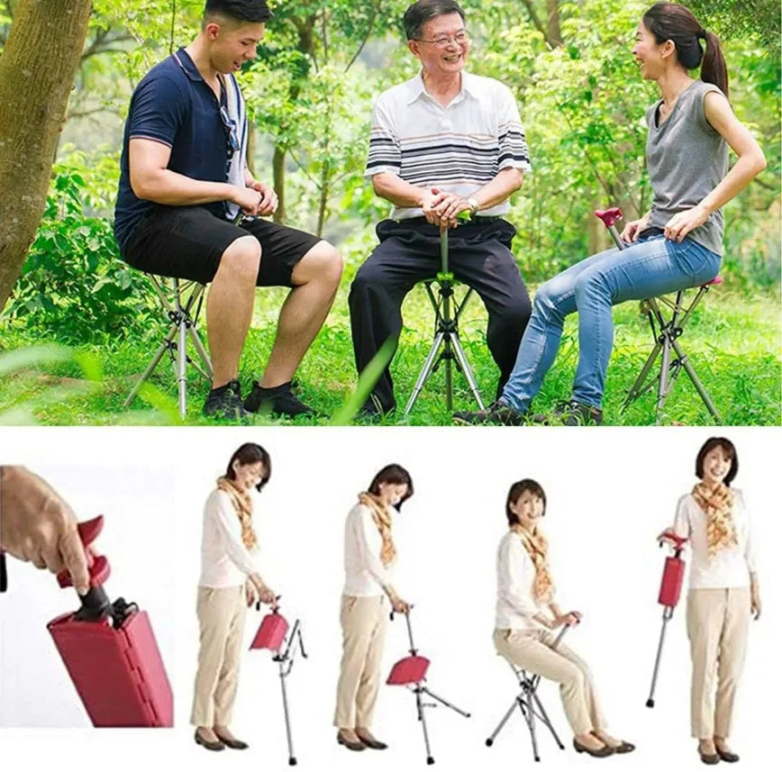 💥Clearance price $29.98🚶‍♂️Folding stool with crutches💥BEST GIFT FOR ELDERLY PEOPLE