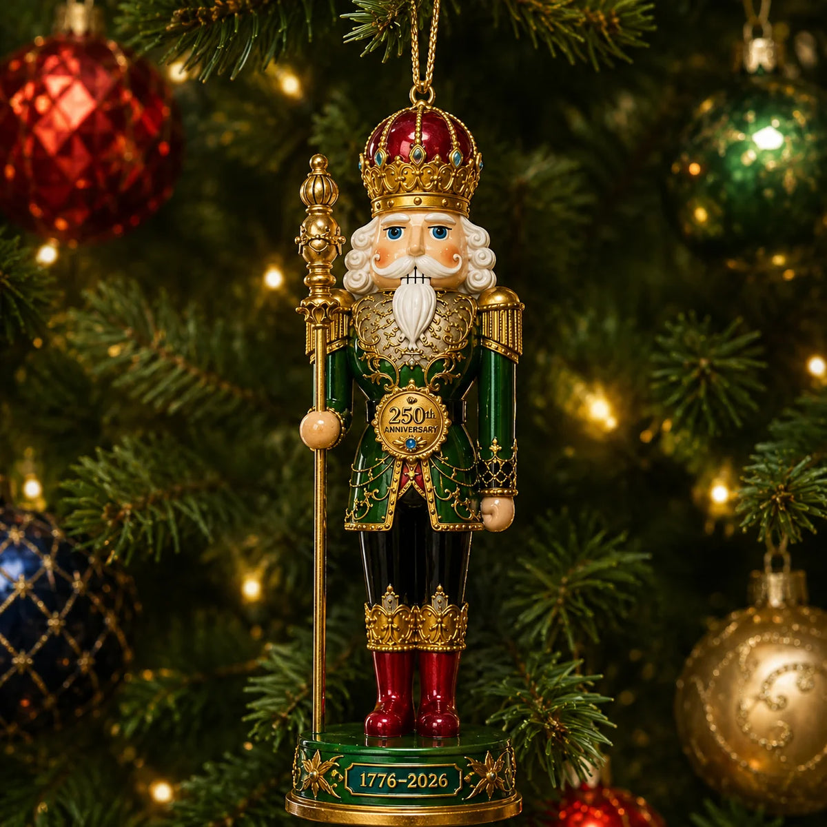 FreedomKing – 250th Anniversary Patriotic Christmas Ornament