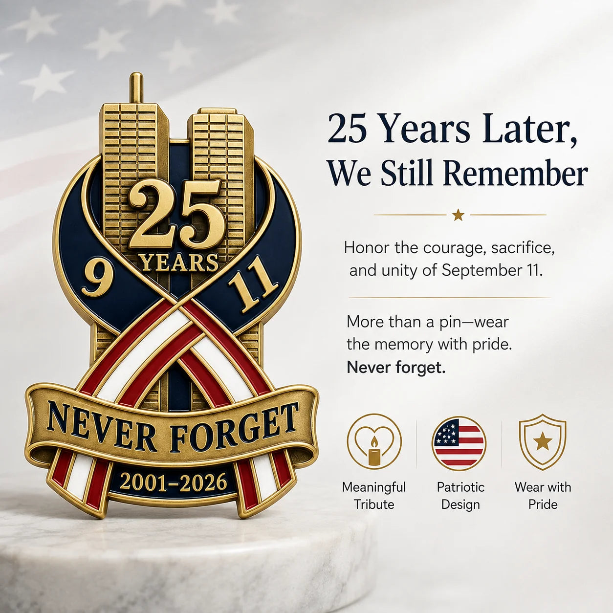 HonorMark – 9/11 Never Forget Commemorative Memorial Pin