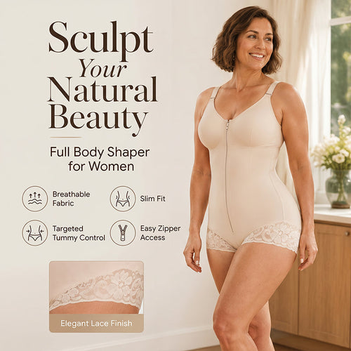 CurveLux – 360° Sculpt Zip-Up Shapewear Bodysuit