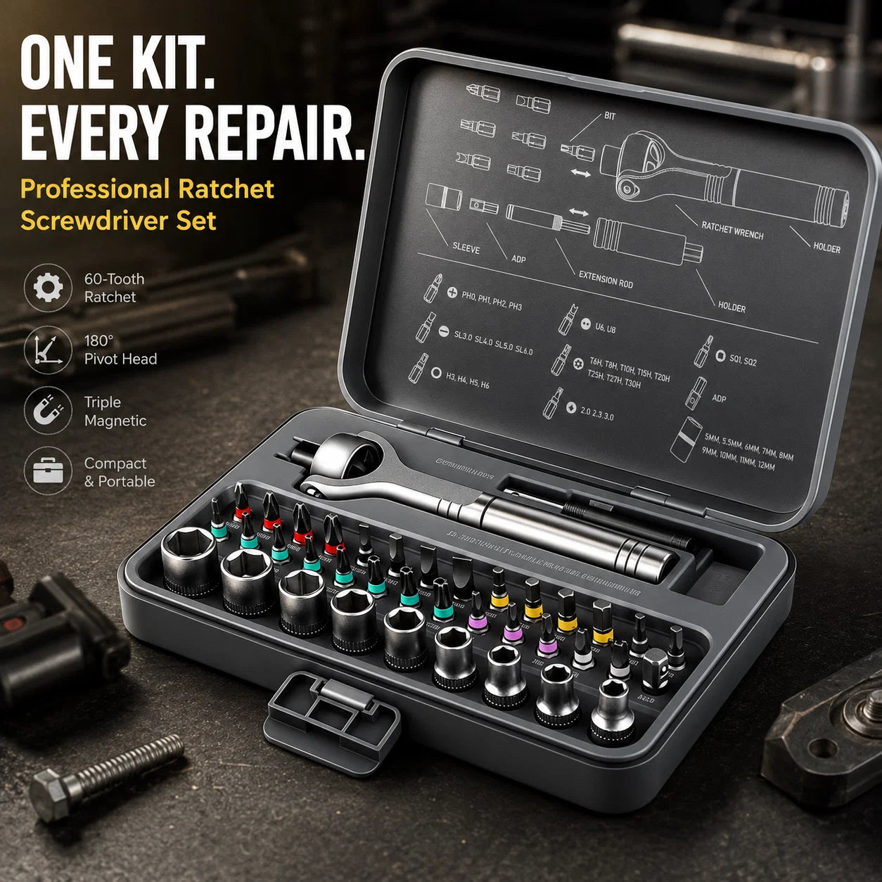 TorquePro | 40-in-1 Ratchet Screwdriver Set
