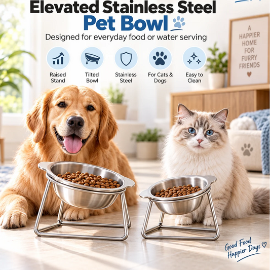 PawDine – Stainless Steel Bowl With Raised Stand