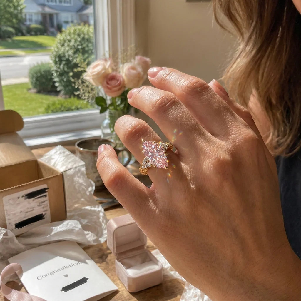 BlushAura – Vintage Marquise Ring