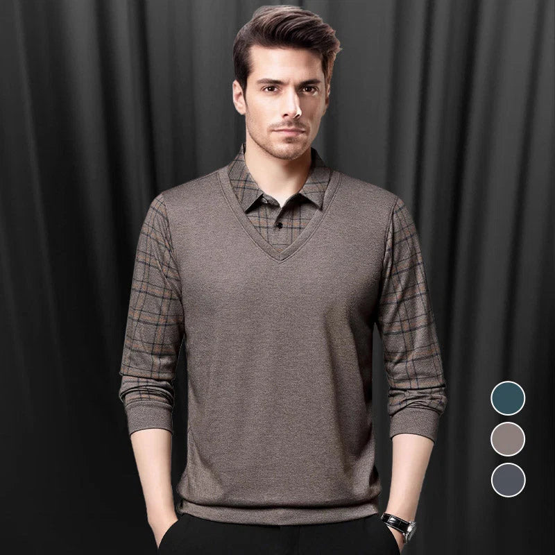 EliteLayer – Classic Faux Layered Long Sleeve Polo Shirt