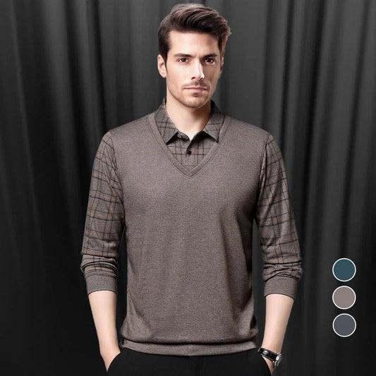 EliteLayer – Classic Faux Layered Long Sleeve Polo Shirt