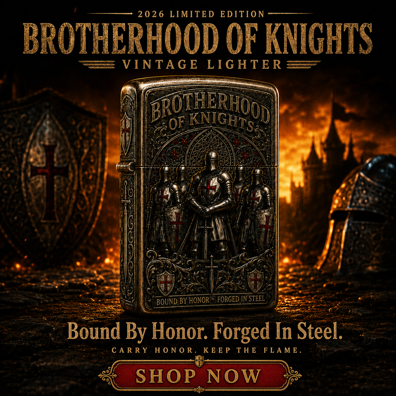 KnightFlame – Premium Medieval Brotherhood Windproof Lighter