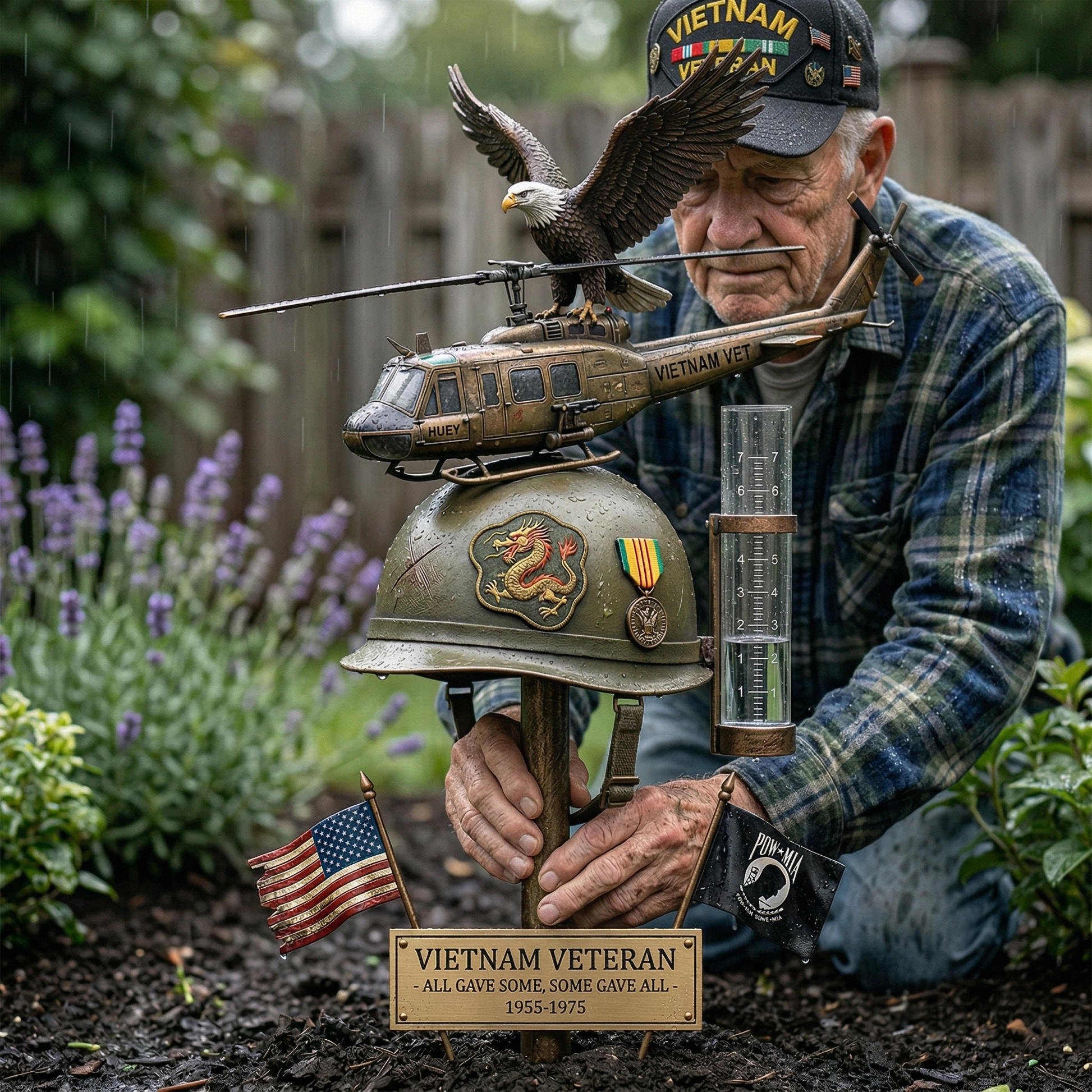 🦅Last Day Promo: 49% OFF 🎖️- Vietnam Veteran Memorial Rain Gauge Garden Stake - ✈️Buy 2 Free Shipping Today!