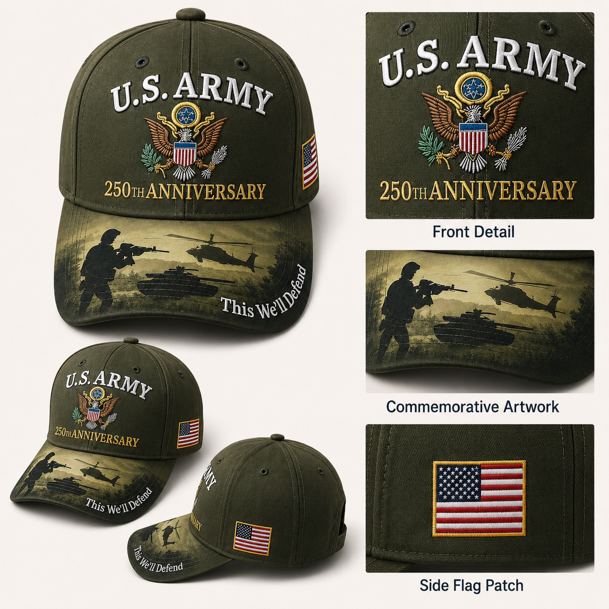 .S. Army 250th Anniversary Commemorative Embroidered Cap 🇺🇸
