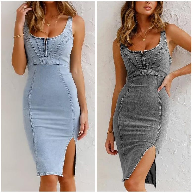 ChicCurve – Elegant Slim Fit Denim Dress