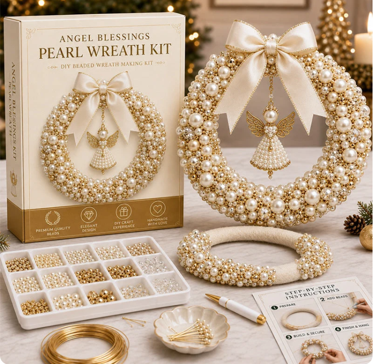 FestiveGlow – DIY Pearl & Bead Christmas Wreath