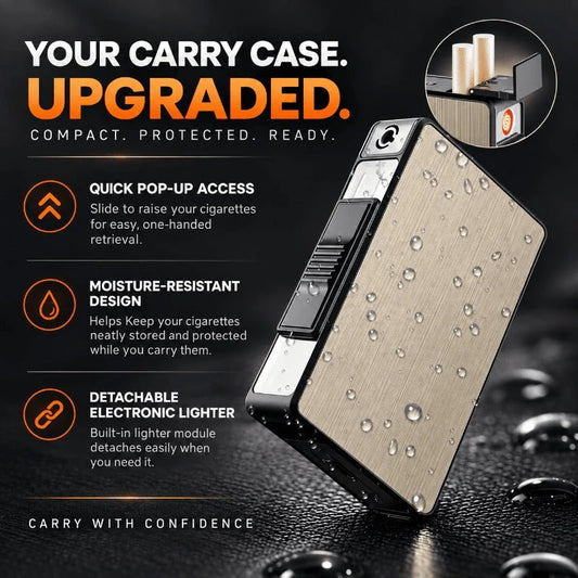 DualSpark – 3-in-1 Cigarette Case & Dual-Ignition Lighter