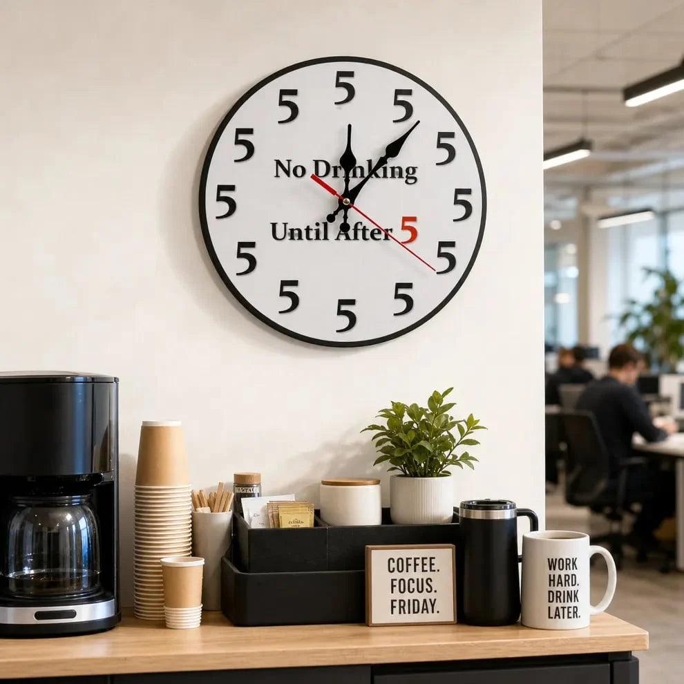 FunnyHour – "No Drinking Until After 5" Wall Clock