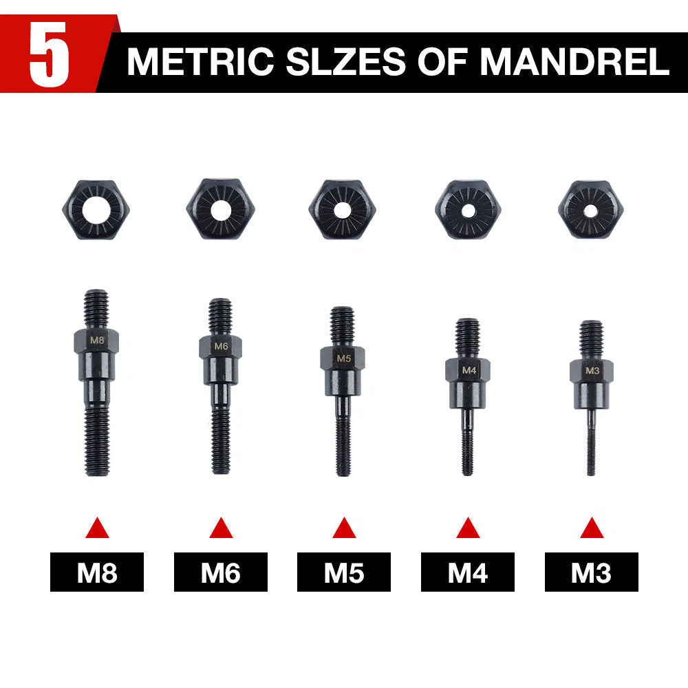 RivetPro – M3–M8 Electric Rivet Adapter Kit