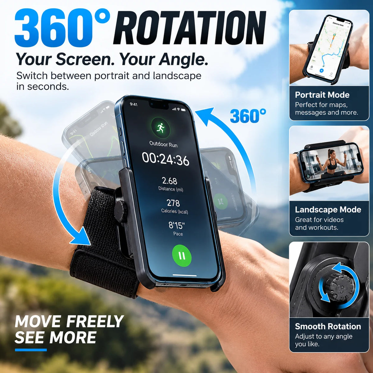 ArmLink – Hands-Free Rotating Workout Phone Holder