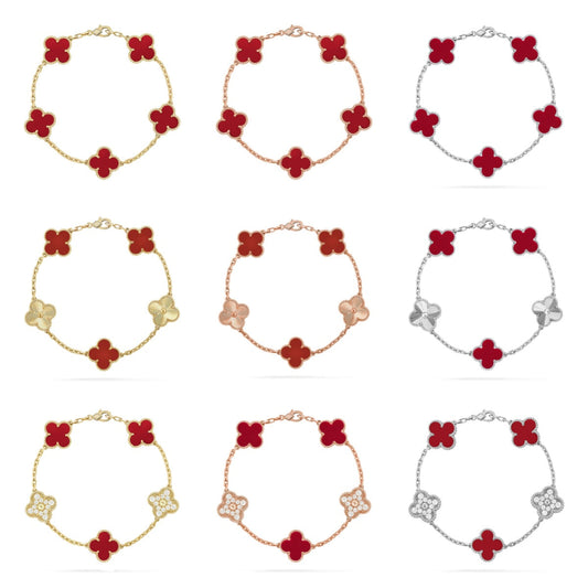 AuraLeaf – Lucky Carnelian Clover Bracelet