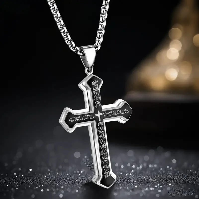 CrestOria – Lord’s Prayer Layered Cross Necklace
