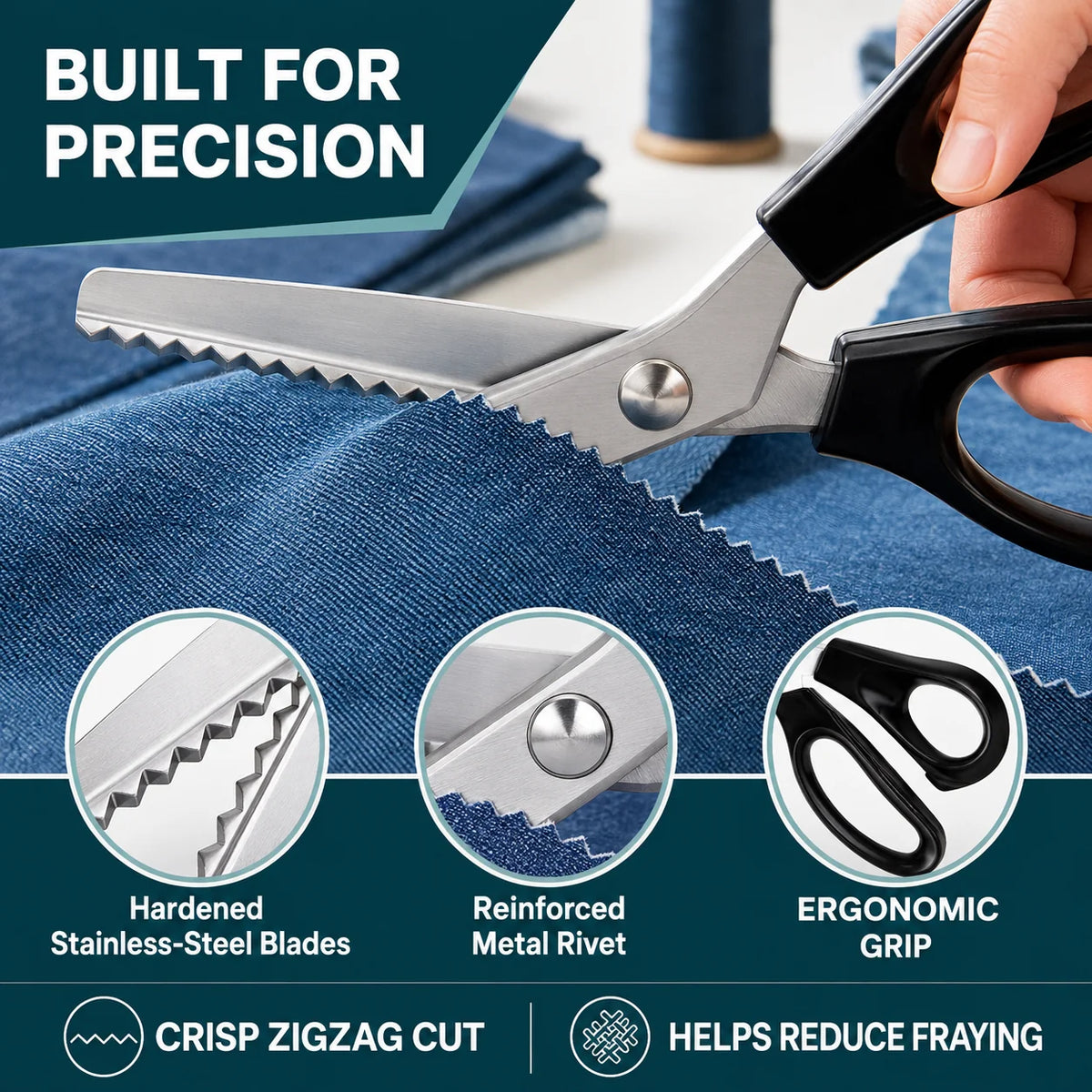 CutLoom – Stainless Steel Zig Zag Sewing Scissors