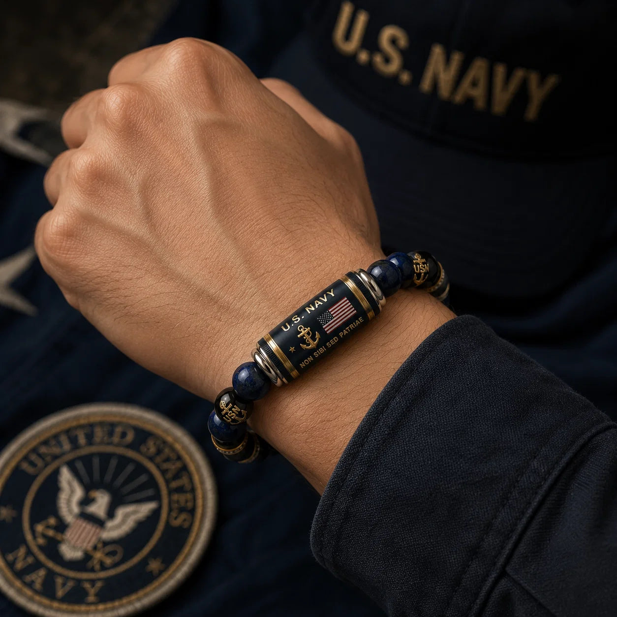 HonorGuard – Premium Navy Tribute Beaded Bracelet