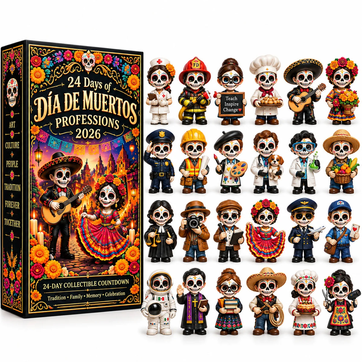 HeritageViva – 24 Unique Calavera Miniatures Countdown