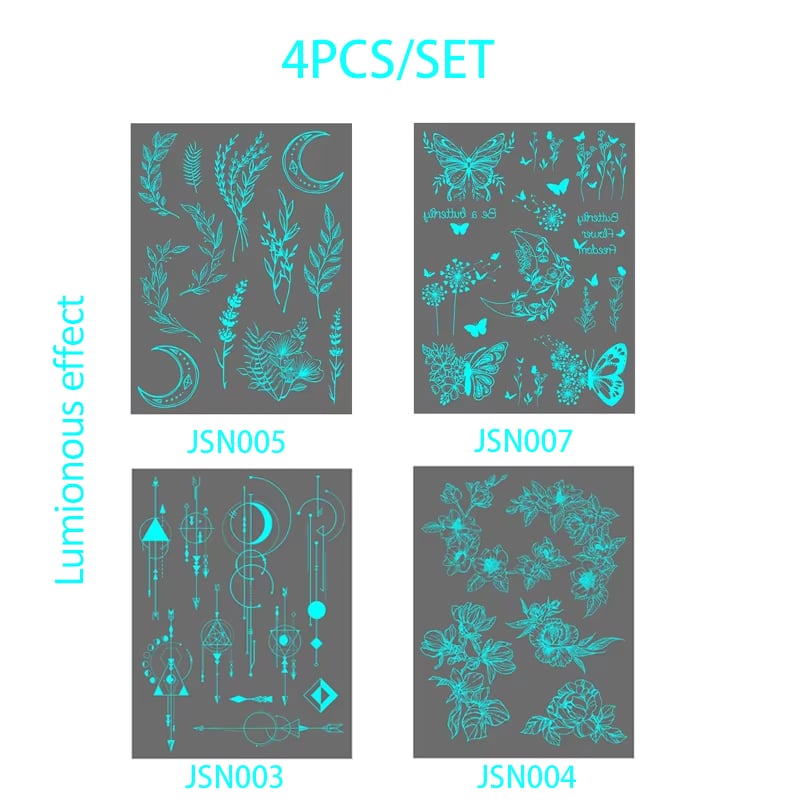 NeonFlutter – Luminous Butterfly Temporary Tattoo Stickers