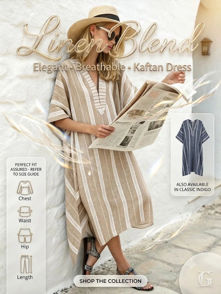 LinenBlend – Elegant Breathable Kaftan Dress