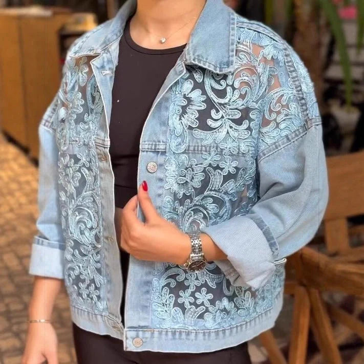 LaceMuse – Premium Floral Lace Denim Jacket