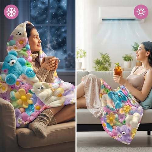 VelvetCloud – Cute Plush 3D Floral Throw Blanket
