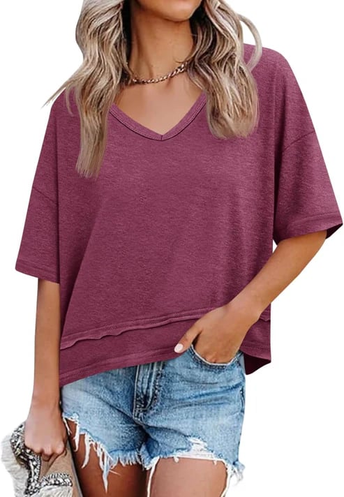 SummerEase – V-Neck Flowy Tee