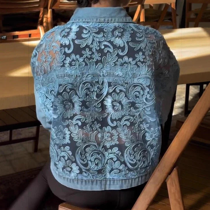 LaceMuse – Premium Floral Lace Denim Jacket