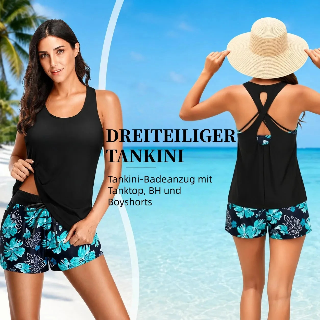 AquaFlex – 3-Piece Tummy Control Tankini Set