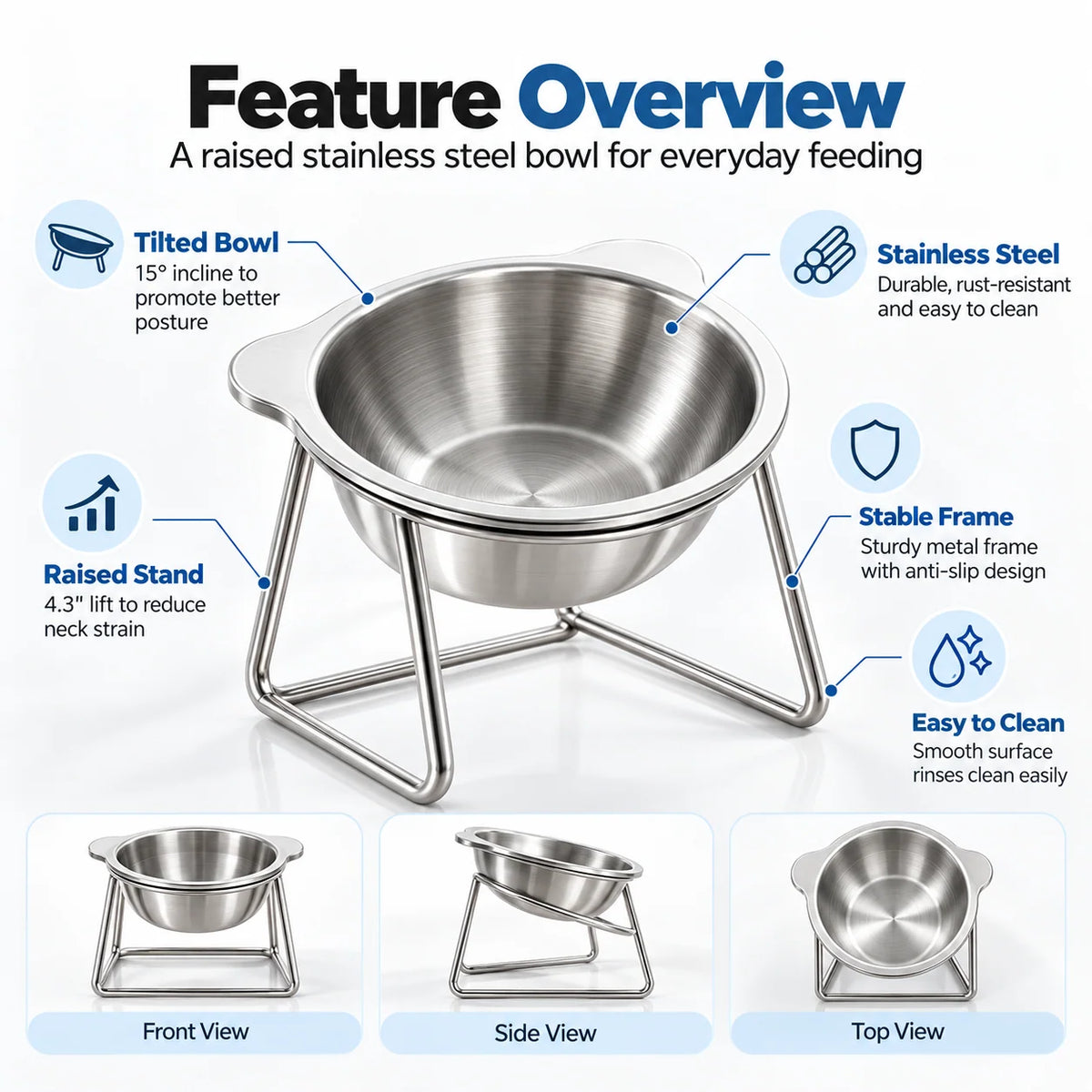 PawDine – Stainless Steel Bowl With Raised Stand