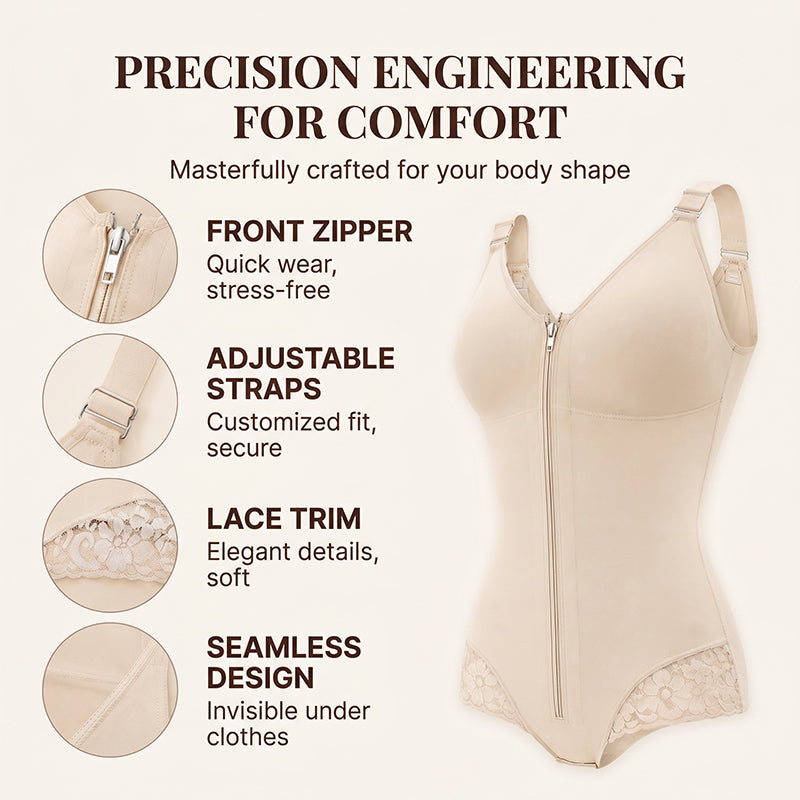 CurveLux – 360° Sculpt Zip-Up Shapewear Bodysuit