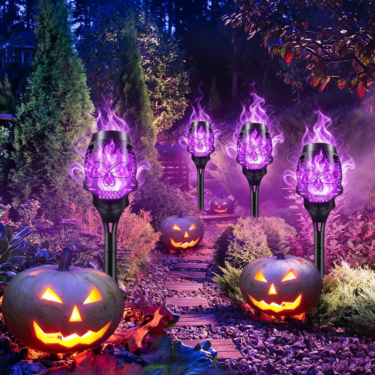 SkullEmber – Solar-Powered Purple Flame Lights