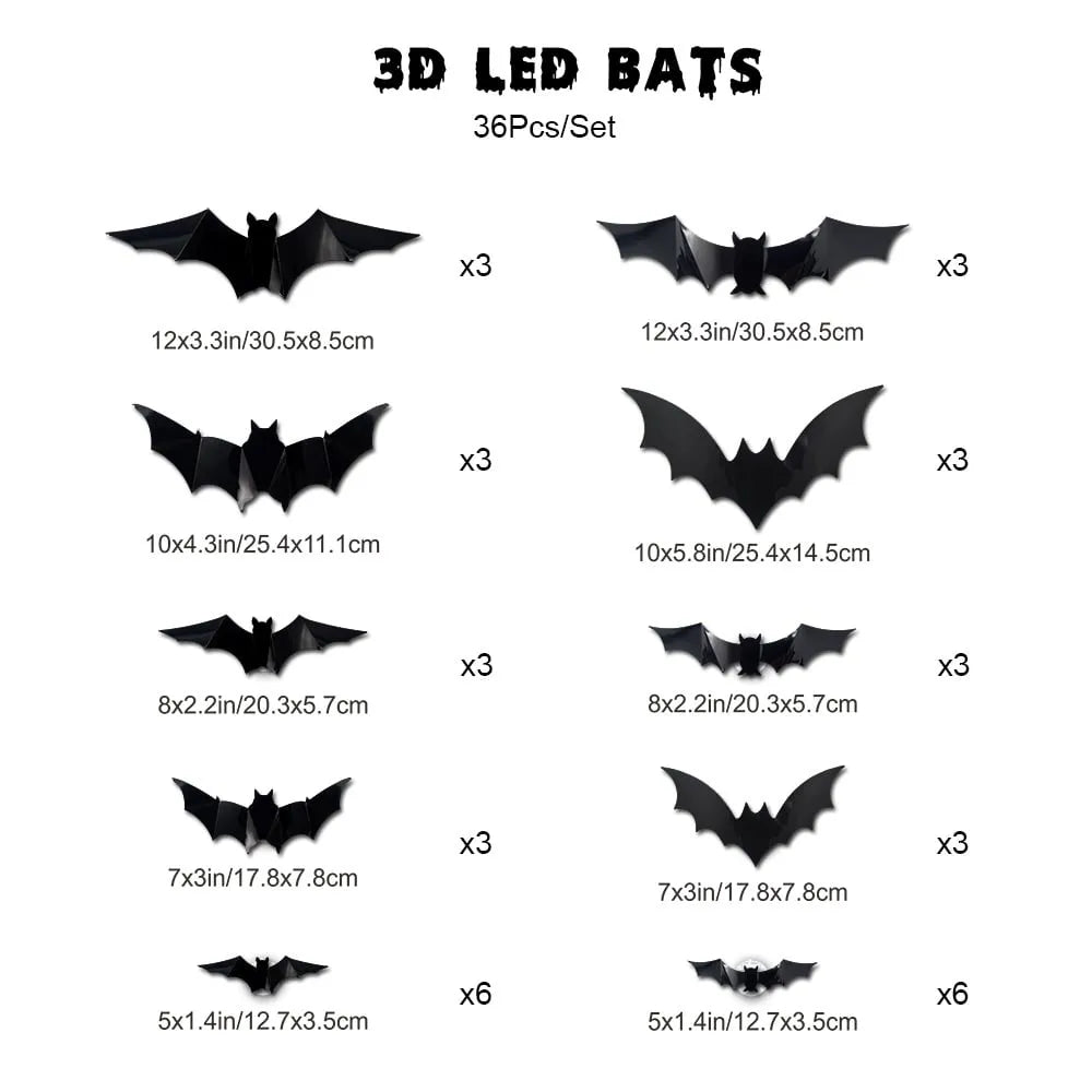 BatBlaze – Colorful 3D LED Bat Decor Set
