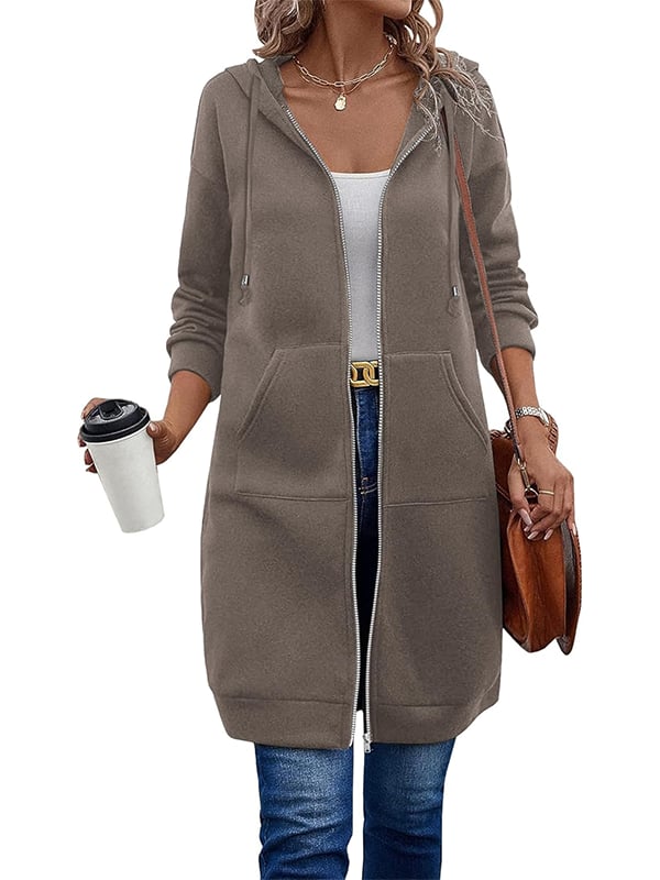 CozyHaven – Women’s Long Zip-Up Fleece Hoodie