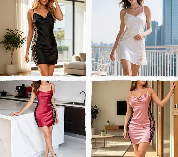 NivelleaChic – Satin-Touch Lace Sleep Dress