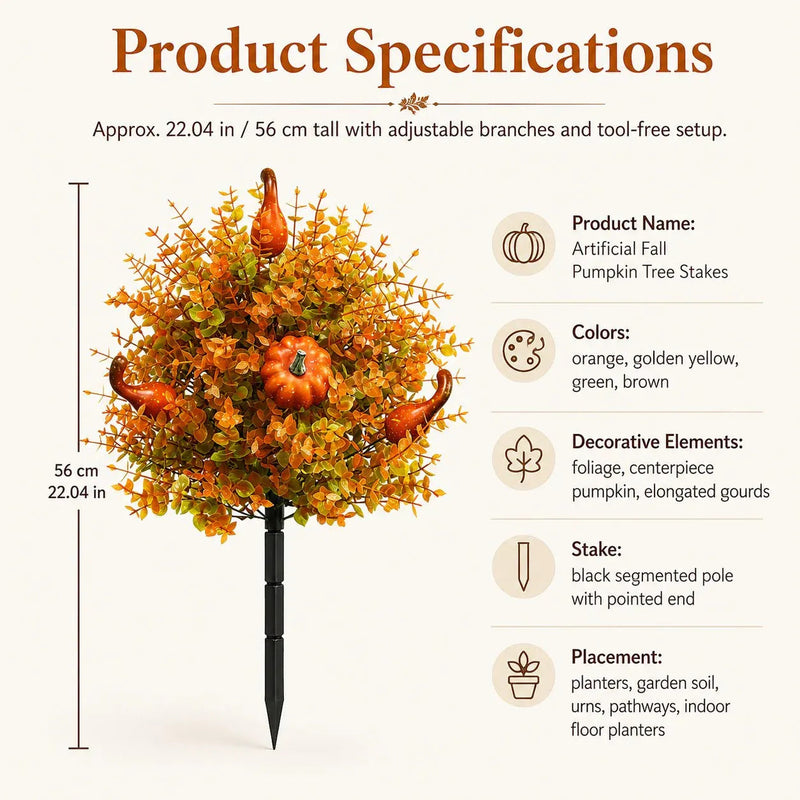 FallBloom – Full Foliage Autumn Pumpkin Garden Stakes