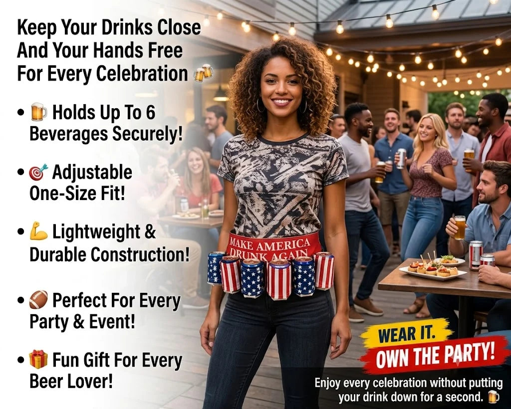 DrinkMate – Adjustable 6-Can Beverage Holster Belt